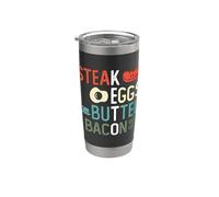 Bistec Huevos Mantequilla Tocino Dieta Alta en Grasas Ketosis Dieta cetogénica Vaso térmico de acero inoxidable de doble pared