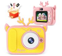 Bistfy Camara Fotos Infantil 48MP y 1080P HD Digital Selfie Video Cámara para 3-12 Años Niños y Niñas, 2.4" Pantalla IPS con 32GB SD Card Cámara Digital para Niños (Alce Rosa)