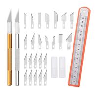 Bisturí cuchillo de tallado con tapa protectora, 2 piezas de bisturí con 23 cuchillas de repuesto, cuchillo para manualidades cúter cuchillo para hobby, juego de cuchillos cortadores de tallado para