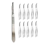 Bisturí N.º 15 con Mango N.º 3 - Hojas Estériles Desechables para Dermaplaning, Disección, Podología, Peluquería Profesional, Extracción de Acné y Reparación de Móviles