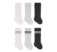 bistyle 6 pares de calcetines de algodón para bebés recién nacidos de 0 a 6 meses a 3 años | Calcetines hasta la rodilla con asas | Calcetines para niños y niñas, gris, 6-12 Meses