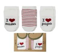 bistyle Algodón orgánico dulce 0-3 meses calcetines para bebé "I love mami + me encanta papá bebé recién nacido regalo bebé recién nacido primer equipamiento recién nacido 3 pares, MAMA y PAPA, 0-3