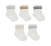 bistyle Calcetines antideslizantes de algodón orgánico para bebés y bebés, calcetines antideslizantes para recién nacidos, niños, niñas, calcetines de tenis, calcetines deportivos, Blanco (Rayas), 12