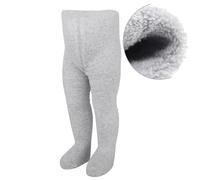 bistyle Medias de rizo suaves para bebé y niña, de algodón orgánico, térmicas y cálidas con suela antideslizante para recién nacidos, mallas cálidas para niñas, gris, 6-12 meses
