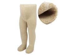 bistyle Medias de rizo suaves para bebé y niña, de algodón orgánico, térmicas y cálidas con suela antideslizante para recién nacidos, mallas cálidas para niñas, beige, 2-3 Jahre