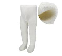 bistyle Medias de rizo suaves para bebé y niña, de algodón orgánico, térmicas y cálidas con suela antideslizante para recién nacidos, mallas cálidas para niñas, crudo, 0-6 meses