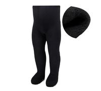 bistyle Medias de rizo suaves para bebé y niña, de algodón orgánico, térmicas y cálidas con suela antideslizante para recién nacidos, mallas cálidas para niñas, Negro , 2-3 Jahre