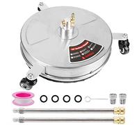 Biswing Limpiador de Superficies de Acero Inoxidable a presión de 15 Pulgadas con 3 Ruedas y Conector rápido de 1/4 Pulgadas, Accesorio de Lavadora eléctrica con 2 Varillas de extensión, 2 boquillas