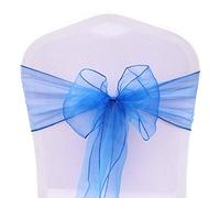 BIT.FLY 50 Cintas de Organza para Silla, decoración de Ceremonias, Fiestas, cumpleaños, 18 x 275 cm, Azul Real, Paquete de 50