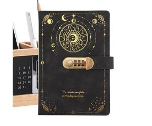 Bitácora Con Cierre De Seguridad - Cuaderno A5 PU 21,2x14,7cm Clave Digital | Agenda Conidencial Anotaciones Manuscritas | Libro Registros Personales 200 Hojas Alumnos Escritores Viáticos Despachos Na