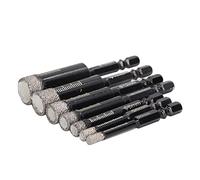 Bitas de perforación de diamantes Hex Vargén Diamante Kit de sierra de soldadura Centro de brote de perforación para mármol Granito Cercelana Masonería Stone 7 PCS