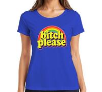 Bitch Please Retro Rainbow 70er Frech Geschenk lustig Groovy Damen T-Shirt, azul, L