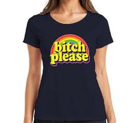 Bitch Please Retro Rainbow 70er Frech Geschenk lustig Groovy Damen T-Shirt, azul marino, 3XL