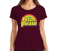 Bitch Please Retro Rainbow 70er Frech Geschenk lustig Groovy Damen T-Shirt, granate, M