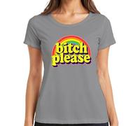 Bitch Please Retro Rainbow 70er Frech Geschenk lustig Groovy Damen T-Shirt, gris, L
