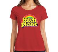 Bitch Please Retro Rainbow 70er Frech Geschenk lustig Groovy Damen T-Shirt, rojo, XL