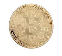 Bitcoin Moneda Física Bañada En Oro De 24k, Incluye Protector Acrilico Redondo