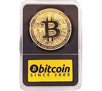 Bitcoin Moneda Física Bañado En Oro 24k Edición M.Keiser Tribute en Expositor De Luxe