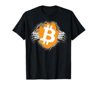 Bitcoin Superhero Logo Reveal Big White BTC Símbolo Ripping Camiseta
