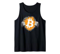 Bitcoin Superhero Logo Reveal Big White BTC Símbolo Ripping Camiseta sin Mangas