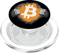 Bitcoin Superhero Logo Reveal Big White BTC Símbolo Ripping PopSockets PopGrip para MagSafe