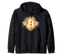 Bitcoin Superhero Logo Reveal Big White BTC Símbolo Ripping Sudadera con Capucha