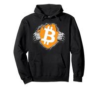 Bitcoin Superhero Logo Reveal Big White BTC Símbolo Ripping Sudadera con Capucha