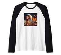 Bitcoin To The Moon Curso Astronauta Bandera Camiseta Manga Raglan