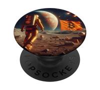 Bitcoin To The Moon Curso Astronauta Bandera PopSockets PopGrip Adhesivo