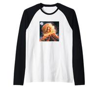 Bitcoin volcán Fuego Lava montaña Destino Camiseta Manga Raglan
