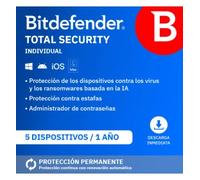 Bitdefender Total Security 5 Dispositivos Suscripción anual