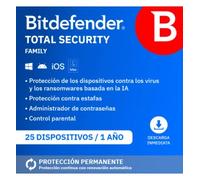 Bitdefender Total Security Family 2026 | 25 Dispositivos | 1 Año