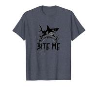 Bite Me: Ataque Feroz de Tiburones para entusiastas del océano Camiseta, Hombre, Azul Jaspeado, 5XL