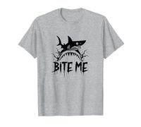 Bite Me: Ataque Feroz de Tiburones para entusiastas del océano Camiseta, Hombre, Gris Jaspeado, 3XL