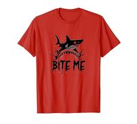 Bite Me: Ataque Feroz de Tiburones para entusiastas del océano Camiseta, Hombre, Rojo, L