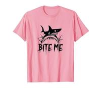 Bite Me: Ataque Feroz de Tiburones para entusiastas del océano Camiseta, Hombre, Rosado, L