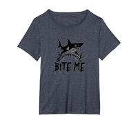 Bite Me: Ataque Feroz de Tiburones para entusiastas del océano Camiseta, Mujer Tallas Grandes, Azul Jaspeado, 6XL Grande
