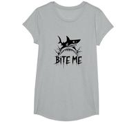 Bite Me: Ataque Feroz de Tiburones para entusiastas del océano Camiseta, Niñas, Gris Jaspeado, Pequeña