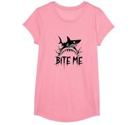 Bite Me: Ataque Feroz de Tiburones para entusiastas del océano Camiseta, Niñas, Rosado, Mediano