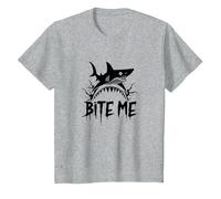 Bite Me: Ataque Feroz de Tiburones para entusiastas del océano Camiseta, Niños, Gris Jaspeado, 2 años