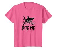 Bite Me: Ataque Feroz de Tiburones para entusiastas del océano Camiseta, Niños, Rosa Jaspeado, 3 años