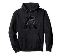 Bite Me: Ataque Feroz de Tiburones para entusiastas del océano Sudadera con Capucha, Unisex para Adultos, Negro, L