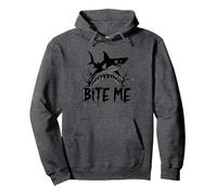 Bite Me: Ataque Feroz de Tiburones para entusiastas del océano Sudadera con Capucha, Unisex para Adultos, Jaspeado Oscuro, XL