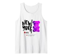 Bite Me, Cool New York City Purple Candy Gum Bear Graphic Camiseta sin Mangas