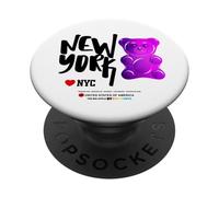 Bite Me, Cool New York City Purple Candy Gum Bear Graphic PopSockets PopGrip Adhesivo