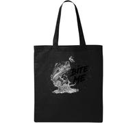 Bite Me Funny Fishing Bass Graphic - Bolsa de algodón ecológico natural, color negro, Black, Talla única