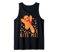Bite Me! - Pijama Divertido de Galletas navideñas de Pan de Jengibre Camiseta sin Mangas