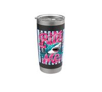 Bite Me Shark, sarcástico, divertido, playa, playa, moda, divertido verano Vaso térmico de acero inoxidable de doble pared