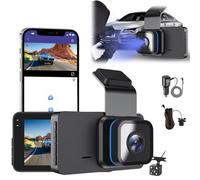 Biteblom Dashcam, HD Dash CAM with WiFi & GPS, 360 Wireless Dual 4k Dashcam Front and Rear, with 2 Sensors,Night Sights, Parking and Recording, 24-Hour Parking Monitoring (HD+WiFi)