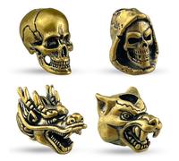 BITEFU accesorios de paracord, colores de latón y perlas vikingas para pelo, bricolaje, 4 estilos, cuchillos EDC, paracord (calavera 5,5 mm)